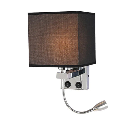 DecorBites™ DecorBites™ Modern Black/Beige/Coffee Bedside Wall Reading Lamp with Rectangle Fabric Shade