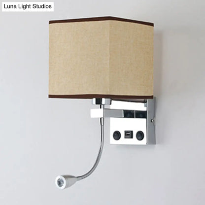 DecorBites™ DecorBites™ Modern Black/Beige/Coffee Bedside Wall Reading Lamp with Rectangle Fabric Shade