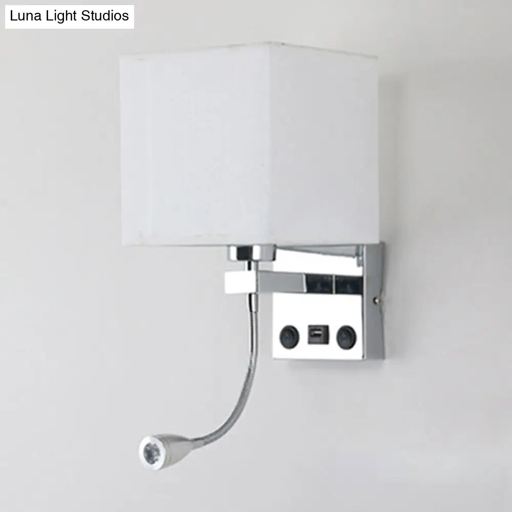 DecorBites™ DecorBites™ Modern Black/Beige/Coffee Bedside Wall Reading Lamp with Rectangle Fabric Shade