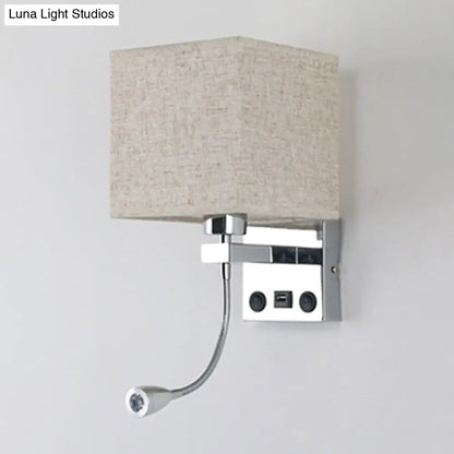 DecorBites™ DecorBites™ Modern Black/Beige/Coffee Bedside Wall Reading Lamp with Rectangle Fabric Shade