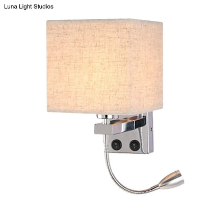 DecorBites™ DecorBites™ Modern Black/Beige/Coffee Bedside Wall Reading Lamp with Rectangle Fabric Shade