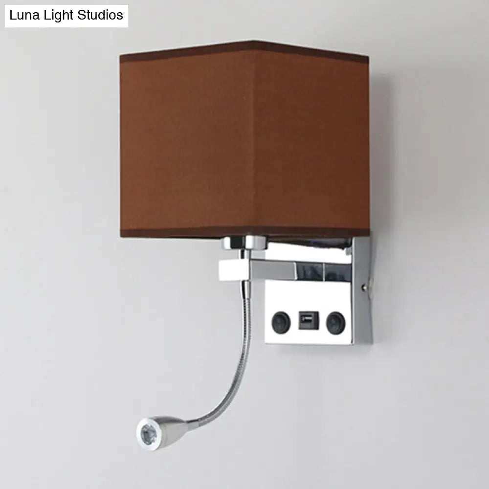 DecorBites™ DecorBites™ Modern Black/Beige/Coffee Bedside Wall Reading Lamp with Rectangle Fabric Shade