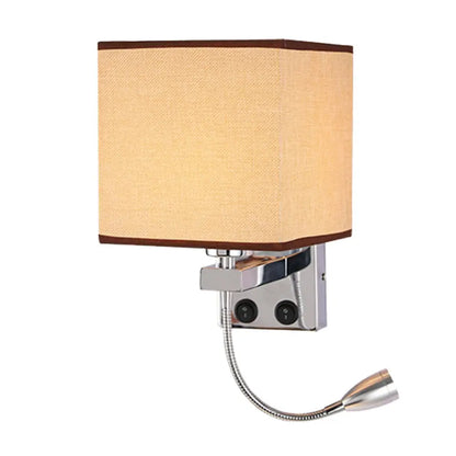 DecorBites™ DecorBites™ Modern Black/Beige/Coffee Bedside Wall Reading Lamp with Rectangle Fabric Shade