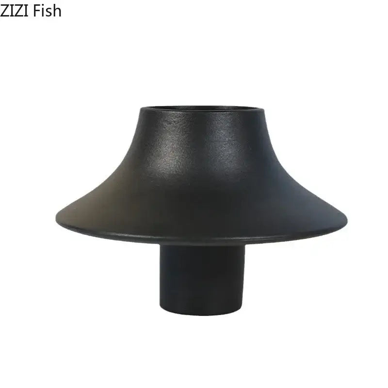 Modern black matte decorbites ceramic vase with bell shaped top and cylindrical base for stylish desktop decor