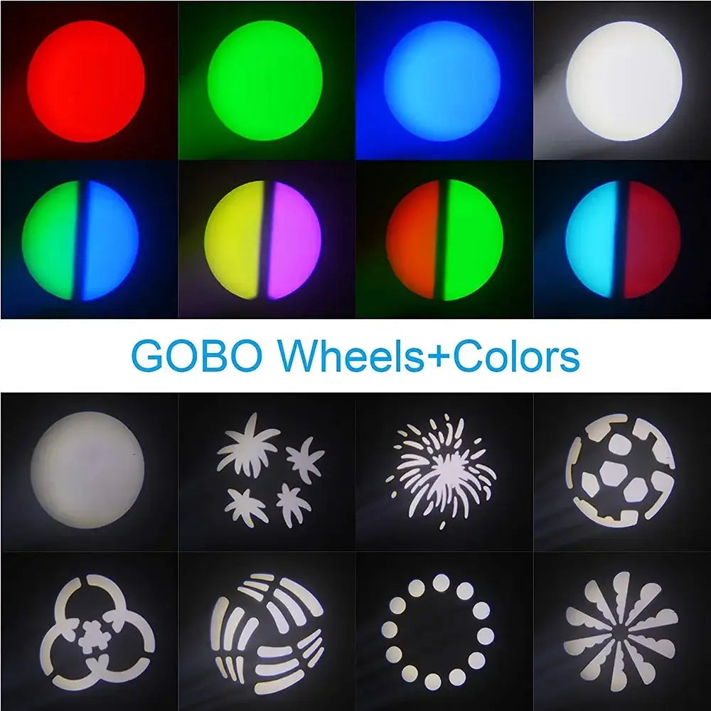 Gobo wheels with colorful led lighting and various cut-out patterns for projection on black decorbites big dipper 10w spot light