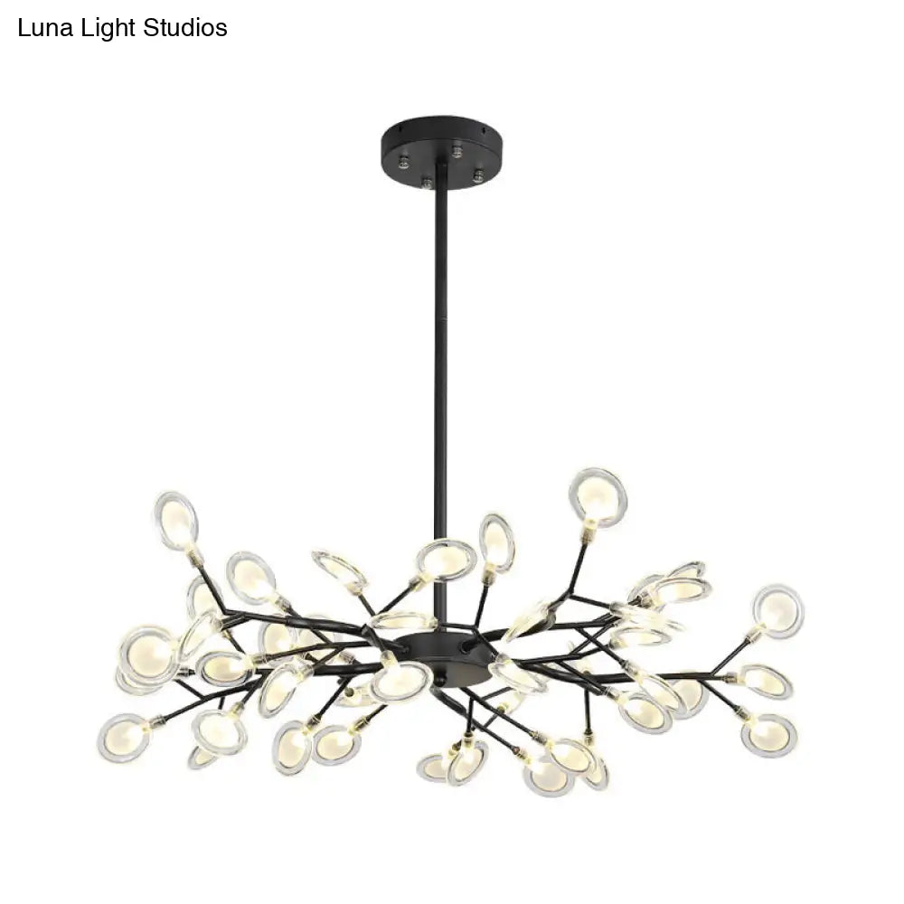 Lámpara de araña moderna negra con brazos y suspensión metálica de múltiples luces