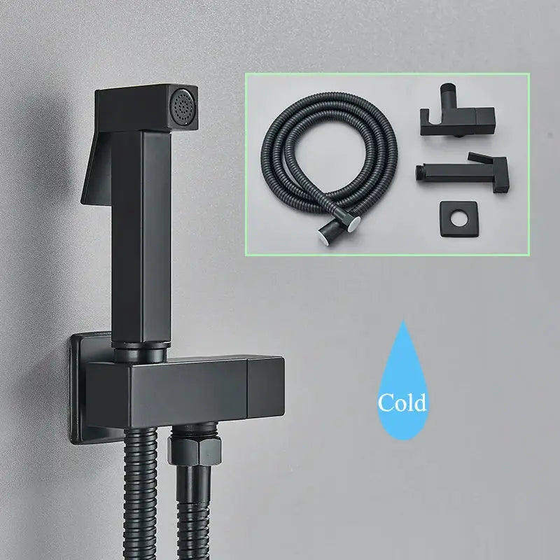 Modern black brass bidet faucet with matte finish wall-mounted handheld sprayer by decorbites black brass bidet