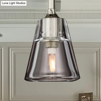 Modern Black/Brass/Chrome Cone Pendant Lamp with LED Double Smoke Glass Ceiling Fixture