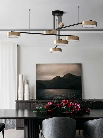 Modern black and brass pendant light with circular fixtures for dining room decorbites elegant golden pendant