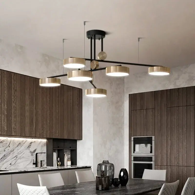 Modern black and brass circular pendant light with elegant golden pendant design for dining room decorbites elegant golden