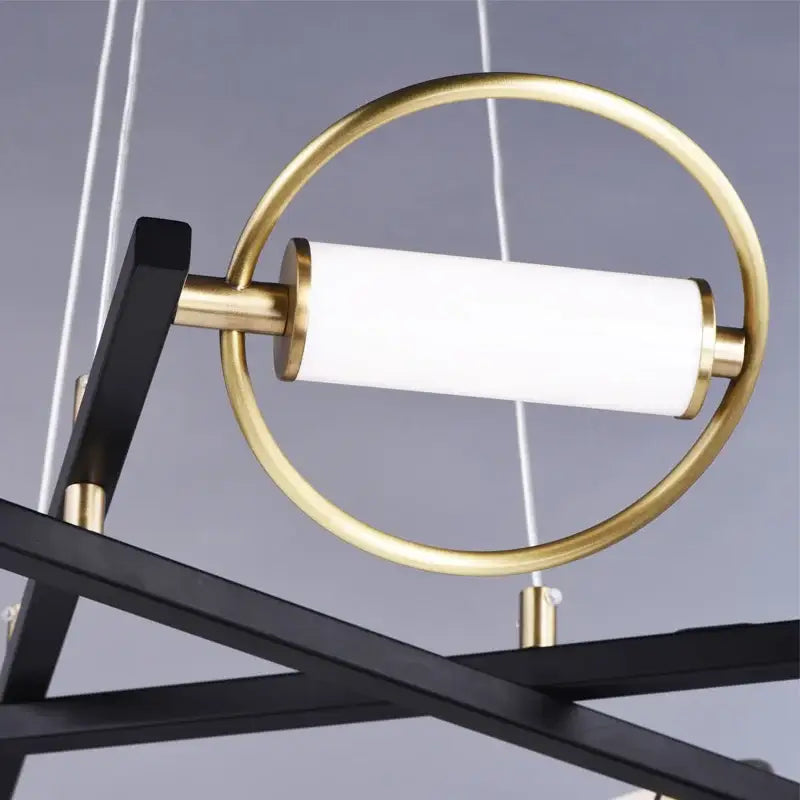 Modern black and brass circular ring led chandelier with sleek gold frame and white frosted glass for dining room decorbites circular ring