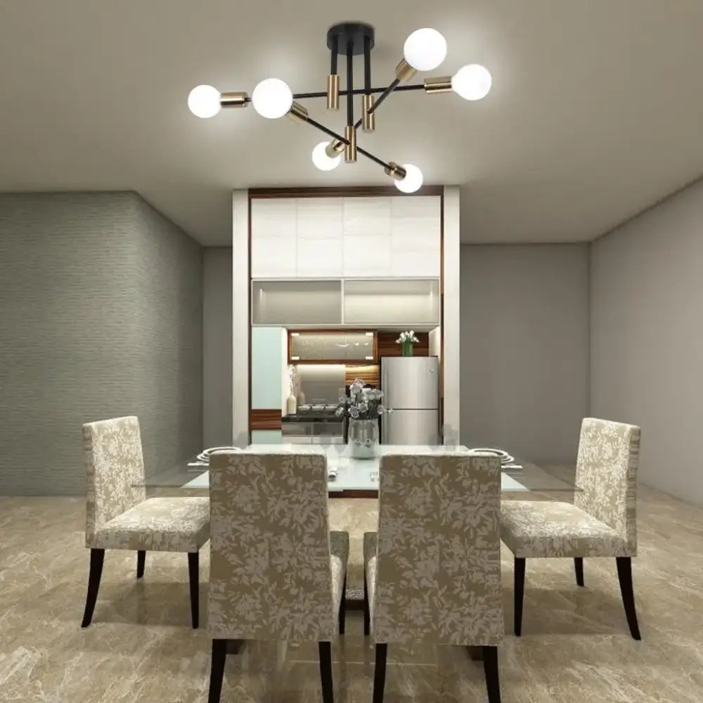 Modern black and brass decorbites industrial chandelier with spherical white bulbs for living room LED lamp lighting