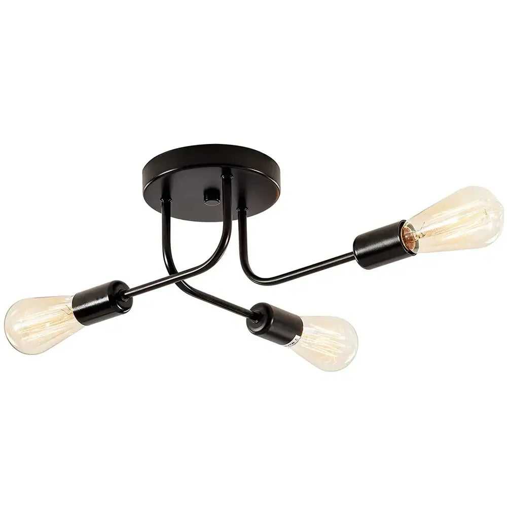 Modern black and brass industrial chandelier with three exposed filament bulbs for living room decorbites industrial chandelier