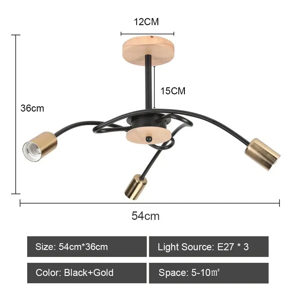 Modern black and brass iron wrought ceiling light fixture with wooden accents for dining room decorbites ceiling light
