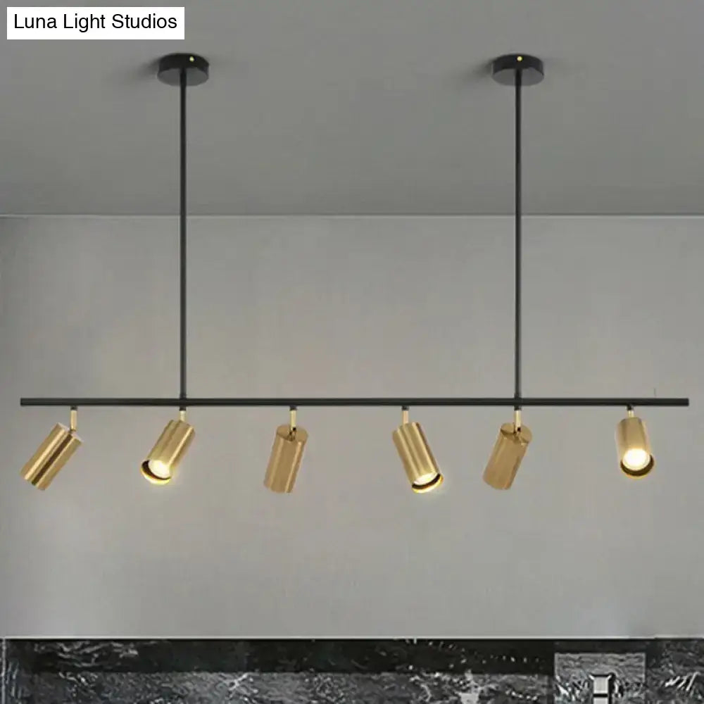 Decorbites metal island ceiling light with gold finish and black hardware featuring adjustable spotlights for dining room
