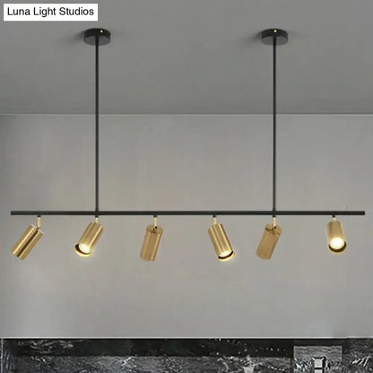 Decorbites metal island ceiling light with gold finish and black hardware featuring adjustable spotlights for dining room
