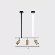 Modern black and brass metal island ceiling light with three adjustable spotlights for dining room by DecorBites™