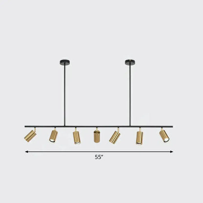 DecorBites™ metal island ceiling light with seven adjustable black and gold electroplated spotlights for dining room