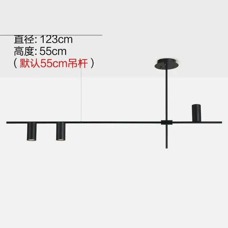 Modern black and brass minimalist dining room linear pendant light with three cylindrical fixtures by decorbites black minimalist