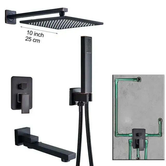 Modern black brass shower faucet with matte black brass shower system rainhead handheld sprayer for bathroom decorbites