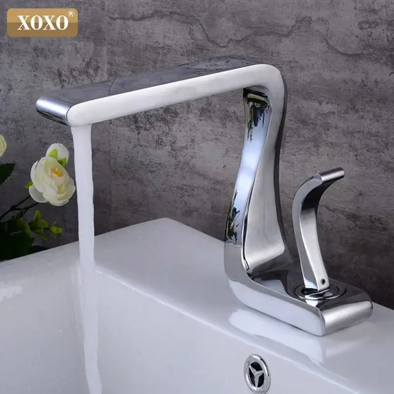 Chrome-finished modern basin faucet with single handle and sleek waterfall design by decorbites black brass