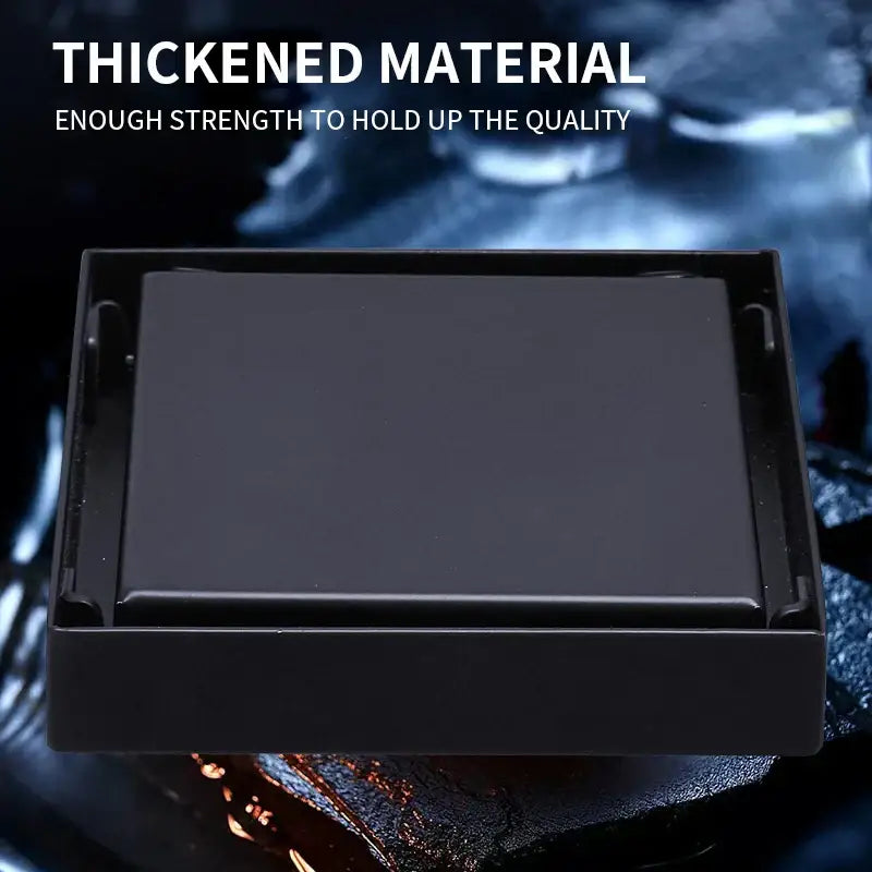 Modern black brass square shower floor drain with thickened sturdy build and decorbites brass square design