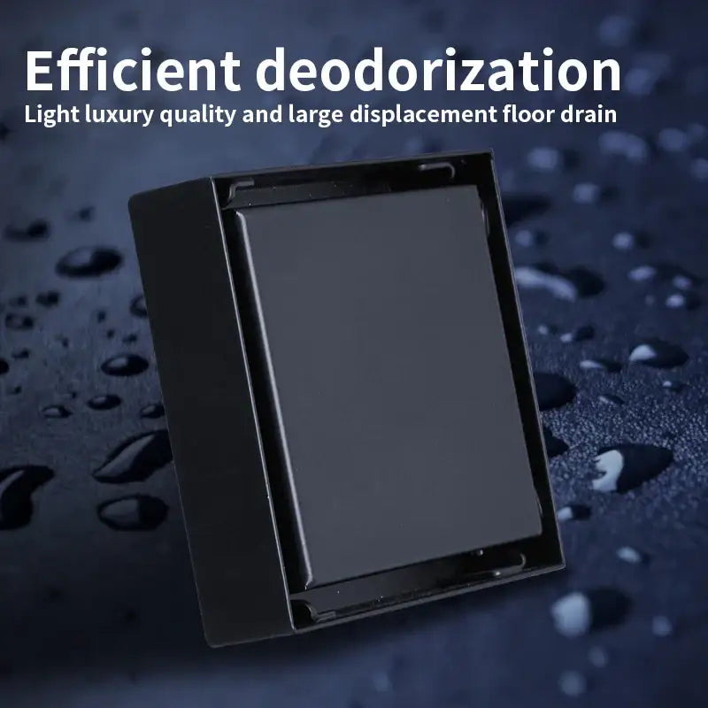 Modern black brass square shower floor drain with sleek design and smooth edges for bathroom hair strainer decorbites brass square