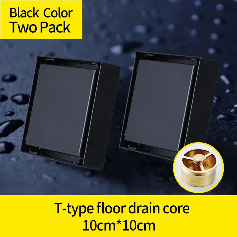 Modern black brass square shower floor drain core 10cm x 10cm decorbites brass square bathroom hair strainer