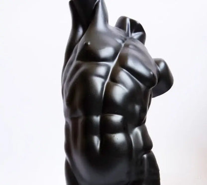 Modern black brokeback male glossy resin sculpture of muscular male nude torso for living room decorbites decor