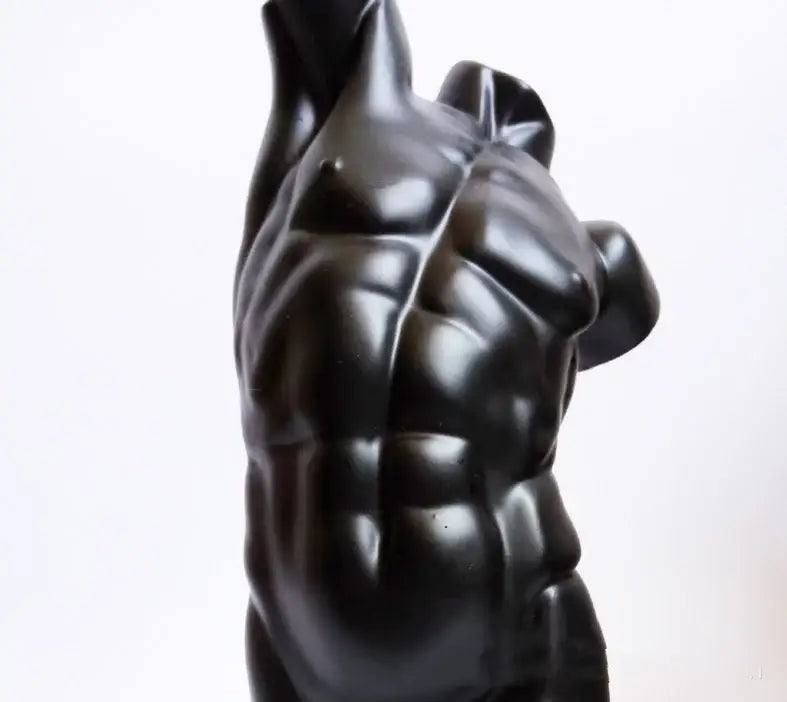 Modern black brokeback male glossy resin sculpture of muscular male nude torso for living room decorbites decor