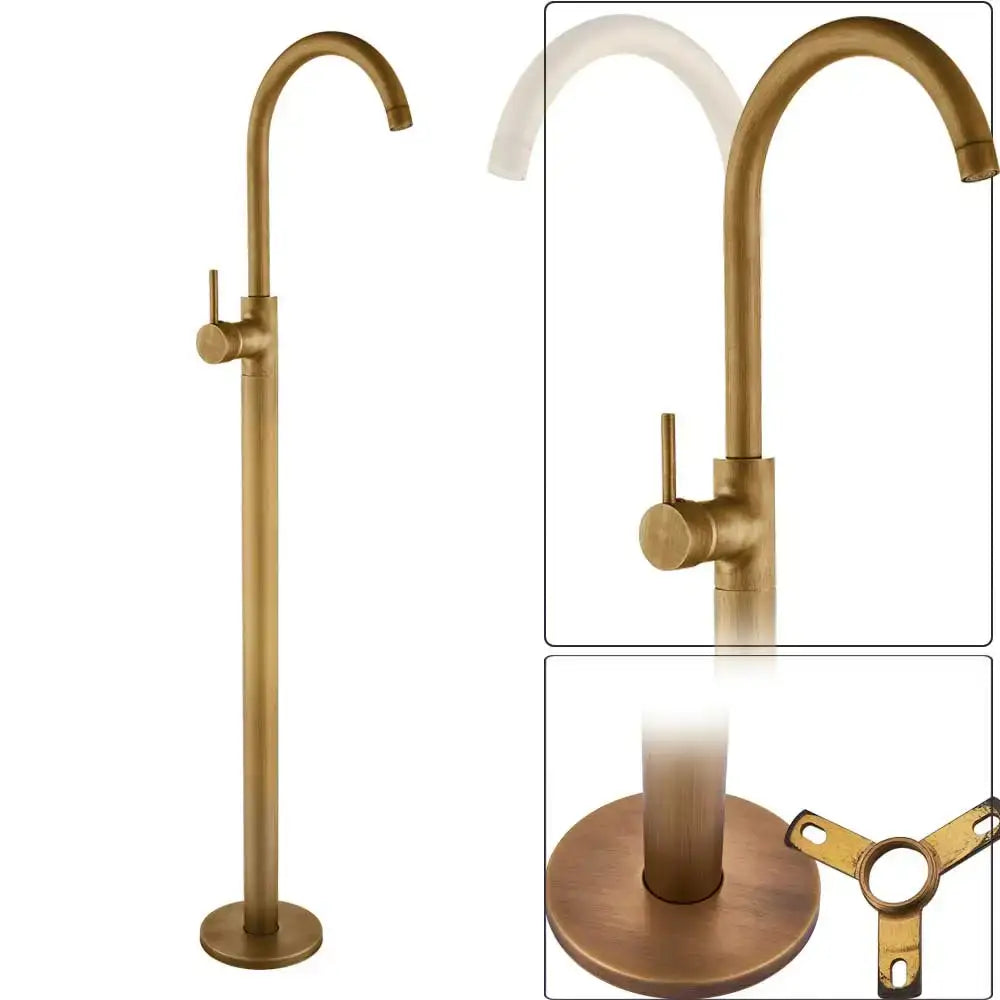 Brass-finished tall bathtub faucet with curved spout and single lever handle for modern black bronze bath shower decorbites bronze bath shower