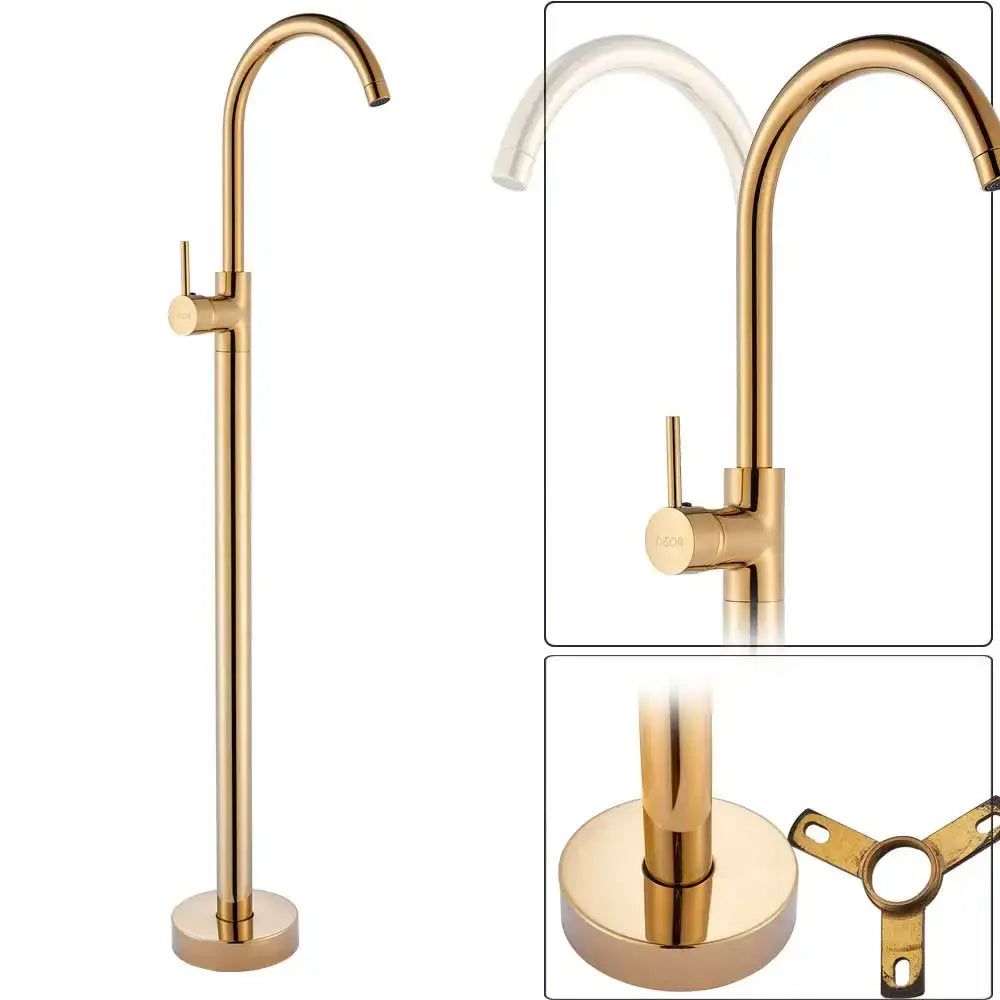 Gold-finished tall bathtub faucet with curved spout and cylindrical handle for decorbites black bronze bath shower tub