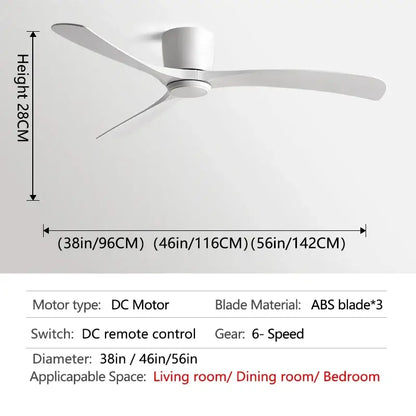 White ceiling fan with three sleek abs plastic blades for decorbites black modern low profile bedroom use with remote