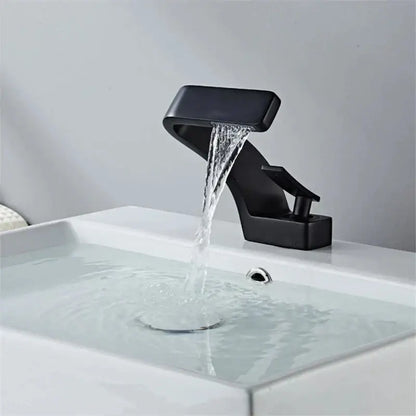 Modern black decorbites basin faucet with matte-finish angular waterfall design for bathroom mixer decorbites basin