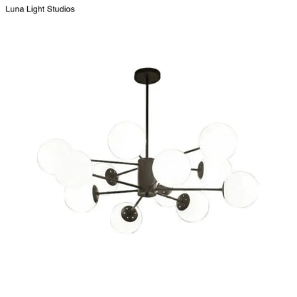 Modern Black Burst Hanging Lamp with Opaline Glass Shade - Ideal for Bedroom