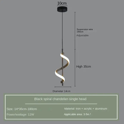 Modern black butterfly led pendant light with iron and acrylic spiral design works beautifully in bedroom spaces