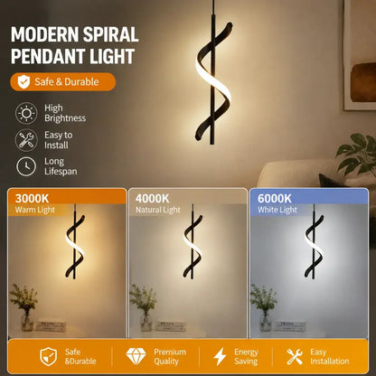 Modern black butterfly pendant light with spiral design and three color temperature options works beautifully in bedroom