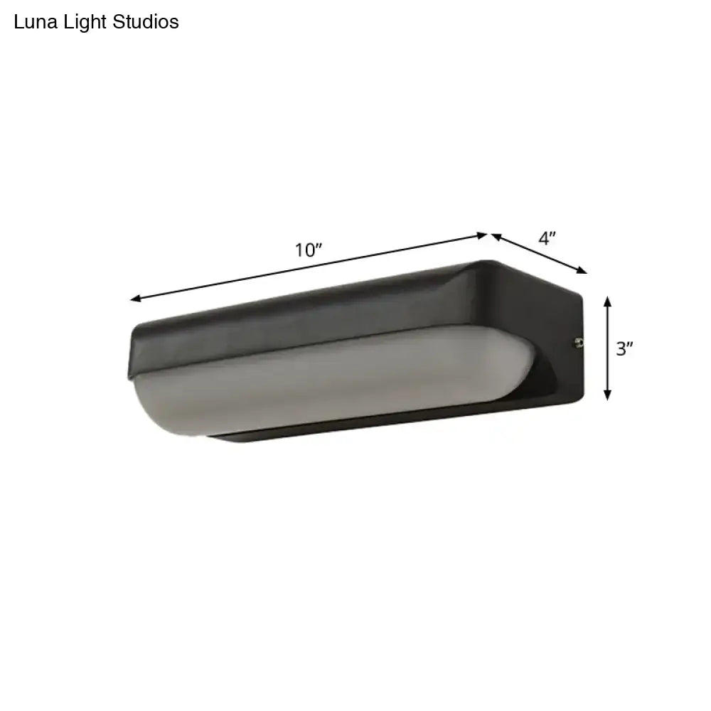 Black rectangular wall sconce with frosted glass diffuser modern capsule flush wall-mounted lamp for bedroom lighting