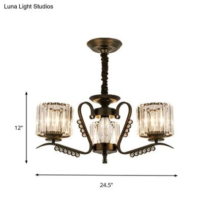 Lámpara de techo moderna negra con pantalla cilíndrica de cristal - 3/5 luces - Perfecta para salas de estar