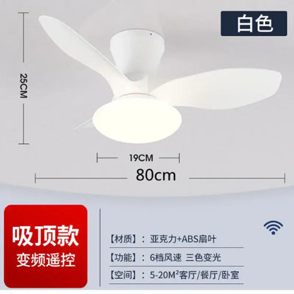 Modern black ceiling fan lamp with three sleek abs plastic blades and integrated led light for living room use