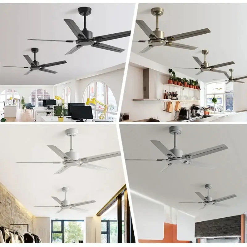 Modern ceiling fan with sleek five-blade design in matte black and 35w dc motor for living room use