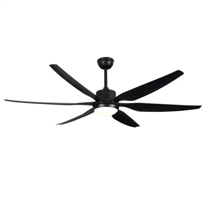 Modern black ceiling fan with five sleek blades led light and remote control for living room use