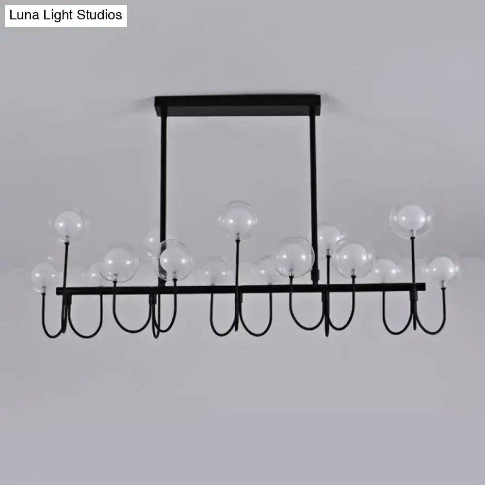DecorBites 15-light black ceiling light with clear glass globe bulbs and adjustable hanging cord pendant design