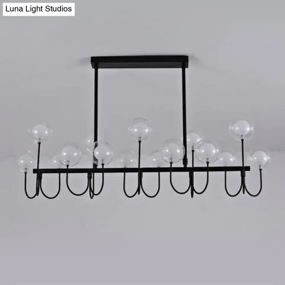 DecorBites 15-light black ceiling light with clear glass globe bulbs and adjustable hanging cord pendant design