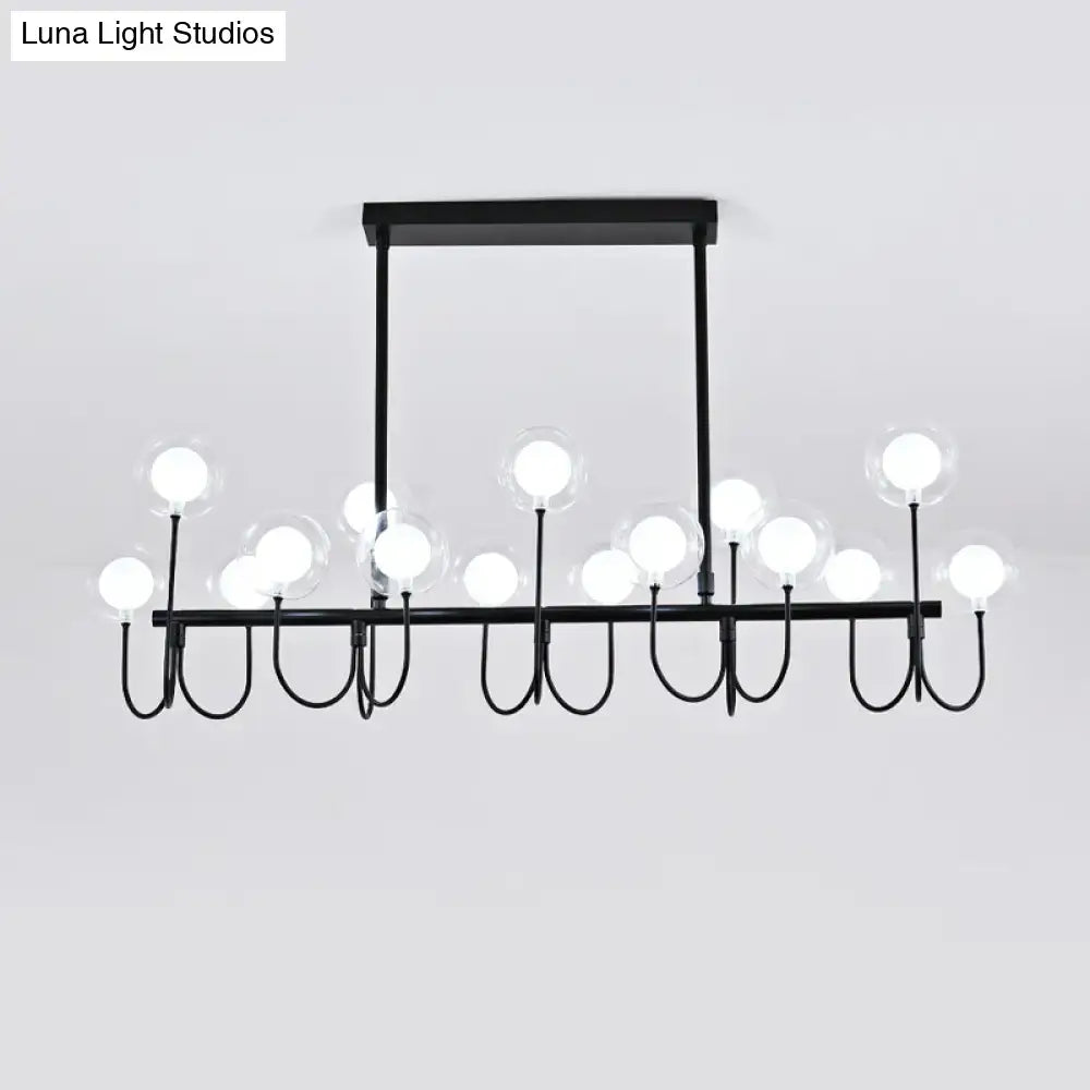 DecorBites 15-light black ceiling light with clear glass globe bulbs and adjustable hanging cord for modern interiors