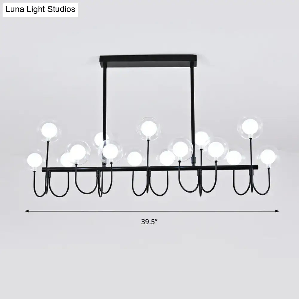 DecorBites™ 15-light black ceiling light with clear glass globe bulbs and adjustable hanging cord modern chandelier design