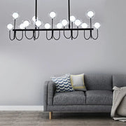 DecorBites 15-light black ceiling light with clear glass globe bulbs and adjustable hanging cord in a modern design