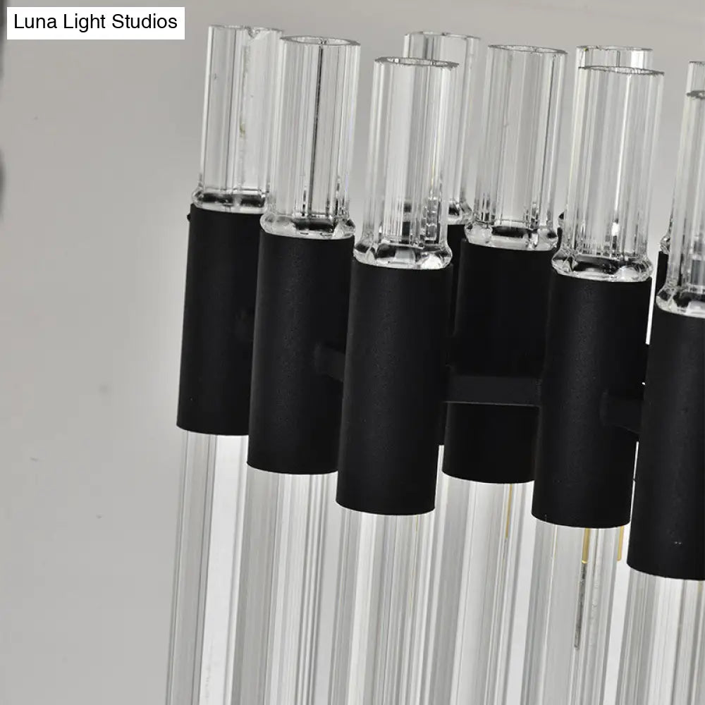 Lámpara de araña moderna negra - Kit de lámpara colgante de 8 luces con pantalla cilíndrica de cristal