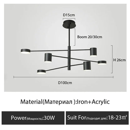 Modern Black Chandelier: Nordic Style Home Lighting - Black-6 Heads-S / warm light 3000K - Chandelier