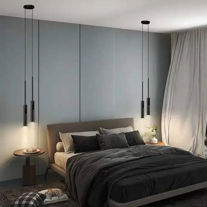 Modern black chandelier pendant light with sleek cylindrical shades for bedroom decor by decorbites pendant light